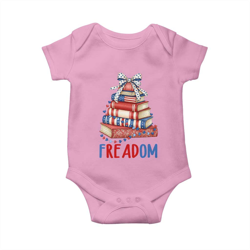 Funny Patriotic Book Lover Gift Baby Onesie Freadom TS12 Light Pink Print Your Wear