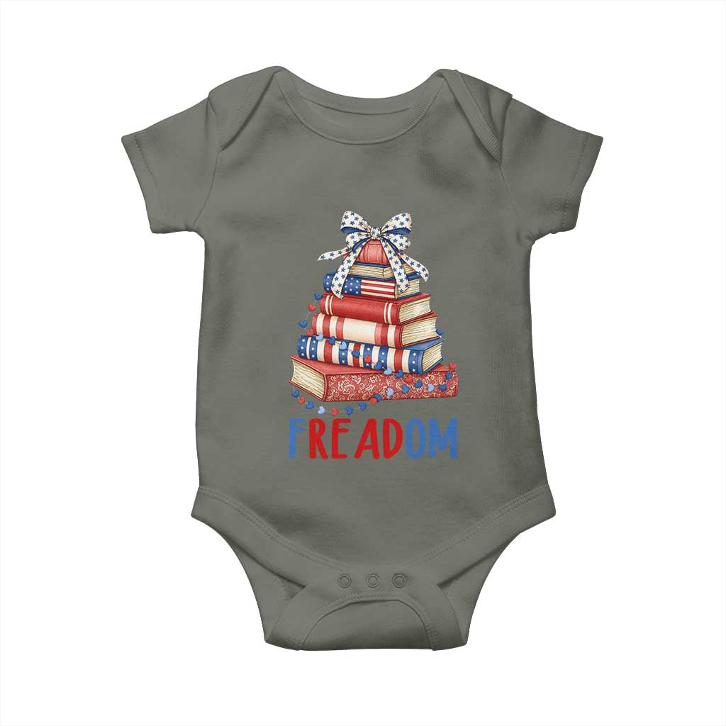 Funny Patriotic Book Lover Gift Baby Onesie Freadom TS12 Military Green Print Your Wear