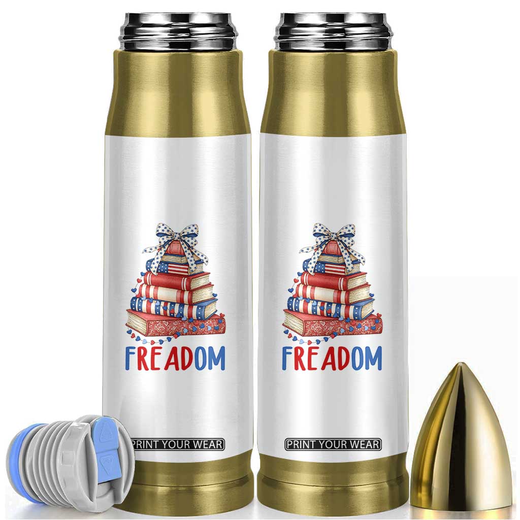 Funny Patriotic Book Lover Gift Bullet Tumbler Freadom TS12 White Print Your Wear