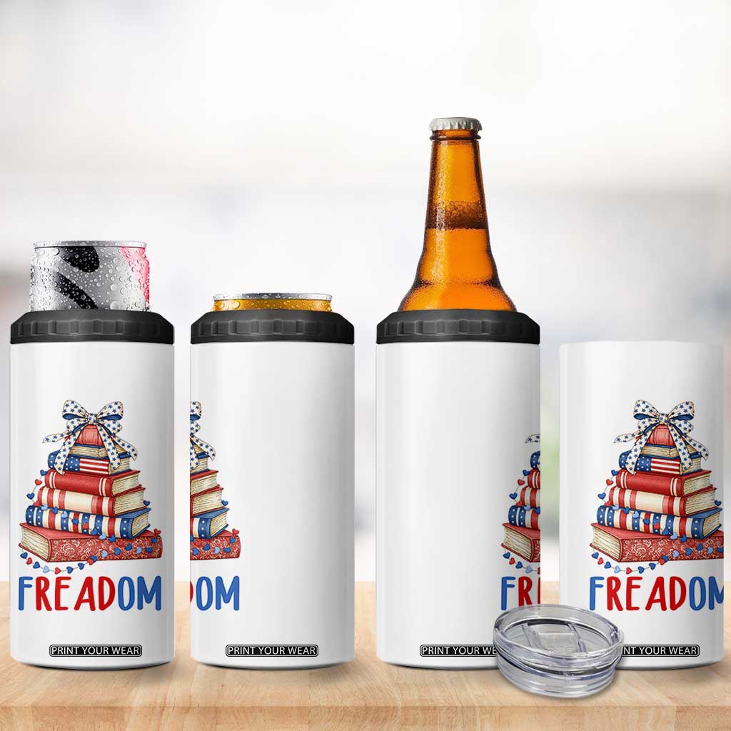 Funny Patriotic Book Lover Gift 4 in 1 Can Cooler Tumbler Freadom TS12 Print Your Wear