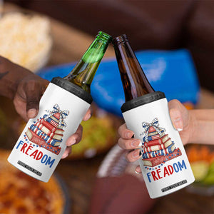 Funny Patriotic Book Lover Gift 4 in 1 Can Cooler Tumbler Freadom TS12 Print Your Wear