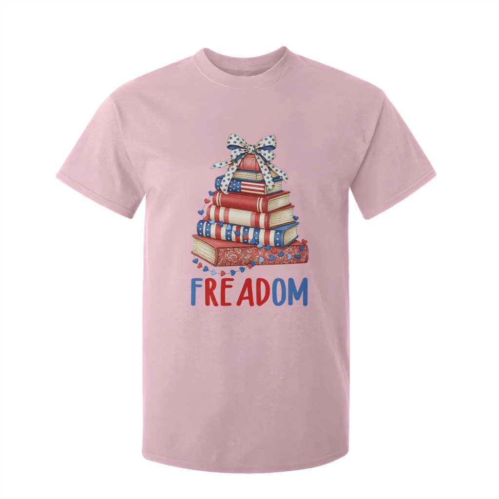 Funny Patriotic Book Lover Gift T Shirt For Kid Freadom TS12 Light Pink Print Your Wear