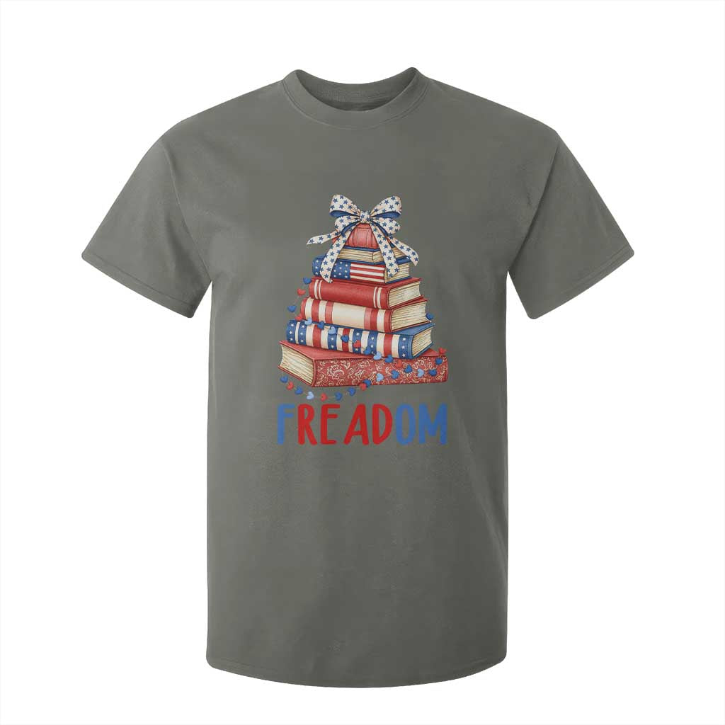 Funny Patriotic Book Lover Gift T Shirt For Kid Freadom TS12 Military Green Print Your Wear