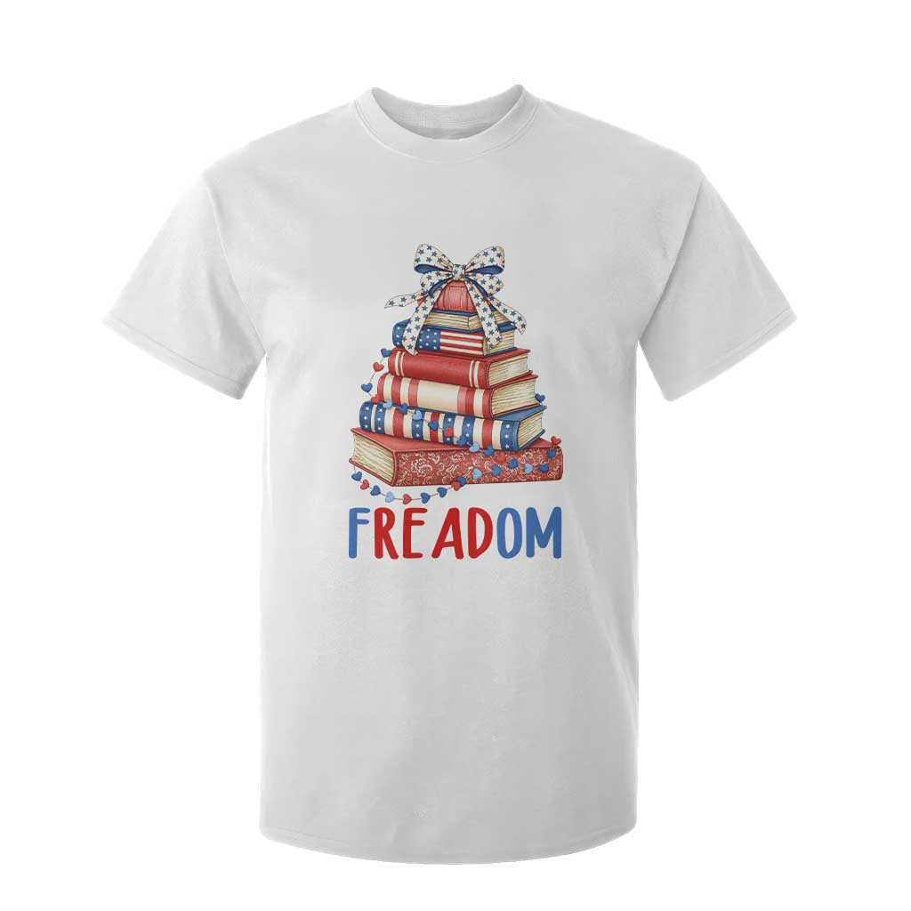 Funny Patriotic Book Lover Gift T Shirt For Kid Freadom TS12 White Print Your Wear