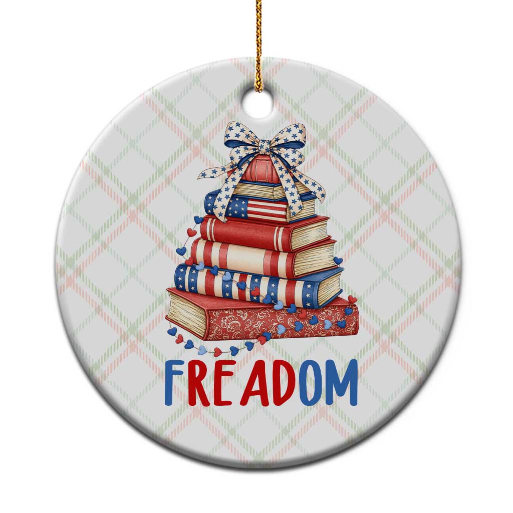 Funny Patriotic Book Lover Gift Ceramic Ornament Freadom TS12 1pc Christmas Plaid Print Your Wear