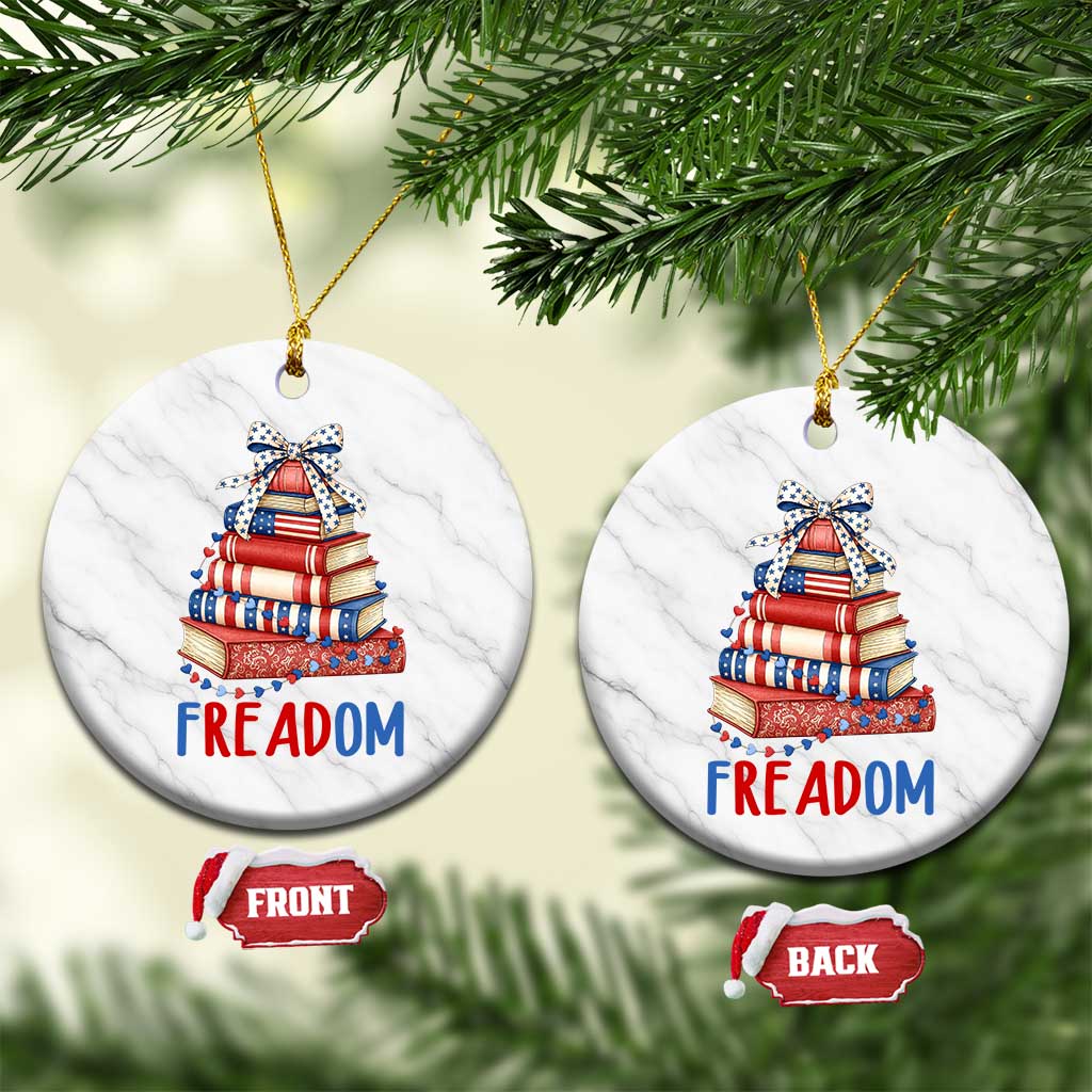 Funny Patriotic Book Lover Gift Ceramic Ornament Freadom TS12 1pc White Marble Print Your Wear
