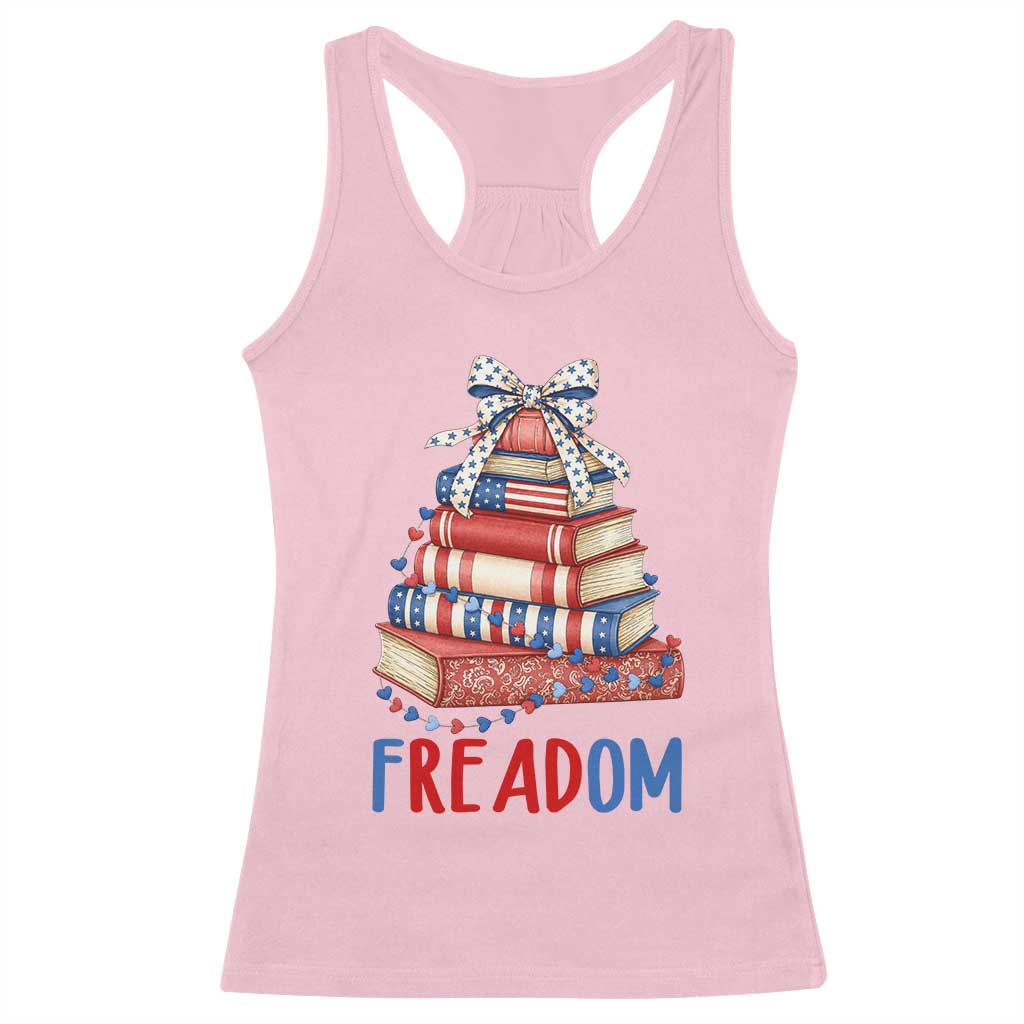 Funny Patriotic Book Lover Gift Racerback Tank Top Freadom TS12 Light Pink Print Your Wear