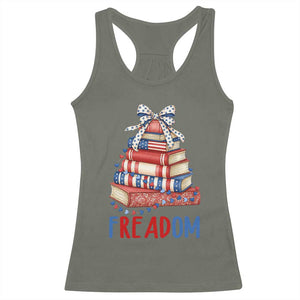 Funny Patriotic Book Lover Gift Racerback Tank Top Freadom TS12 Military Green Print Your Wear