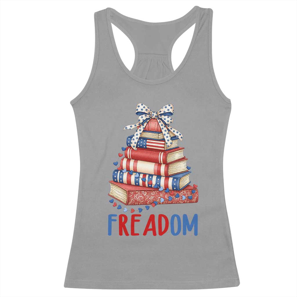 Funny Patriotic Book Lover Gift Racerback Tank Top Freadom TS12 Sport Gray Print Your Wear