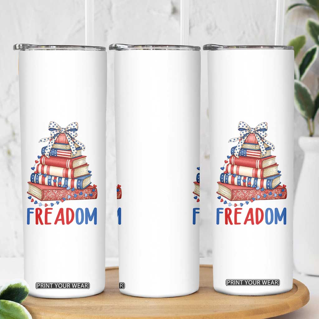 Funny Patriotic Book Lover Gift Skinny Tumbler Freadom TS12 Print Your Wear