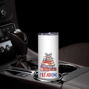 Funny Patriotic Book Lover Gift Skinny Tumbler Freadom TS12 Print Your Wear