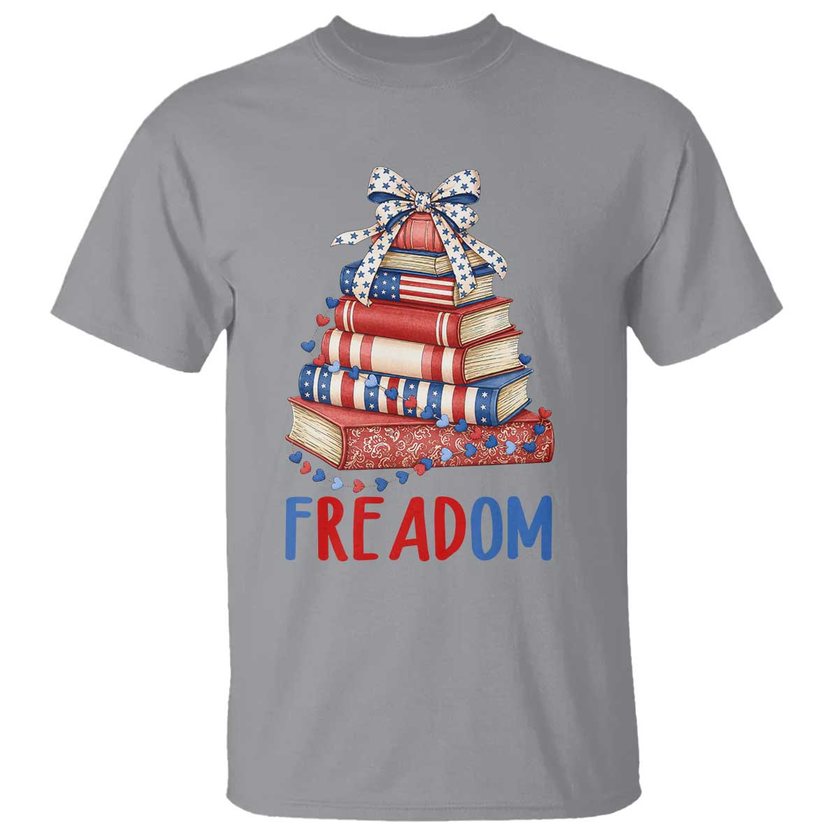 Funny Patriotic Book Lover Gift T Shirt Freadom TS12 Sport Gray Print Your Wear