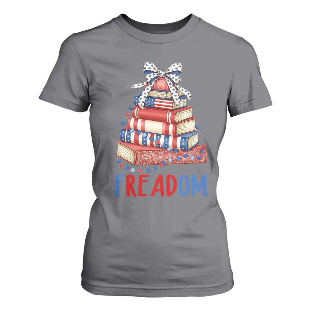 Funny Patriotic Book Lover Gift T Shirt For Women Freadom TS12 Charcoal Print Your Wear