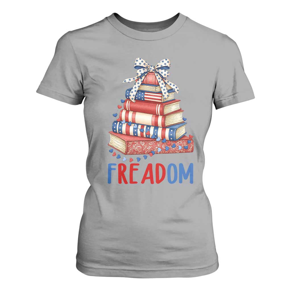 Funny Patriotic Book Lover Gift T Shirt For Women Freadom TS12 Sport Gray Print Your Wear