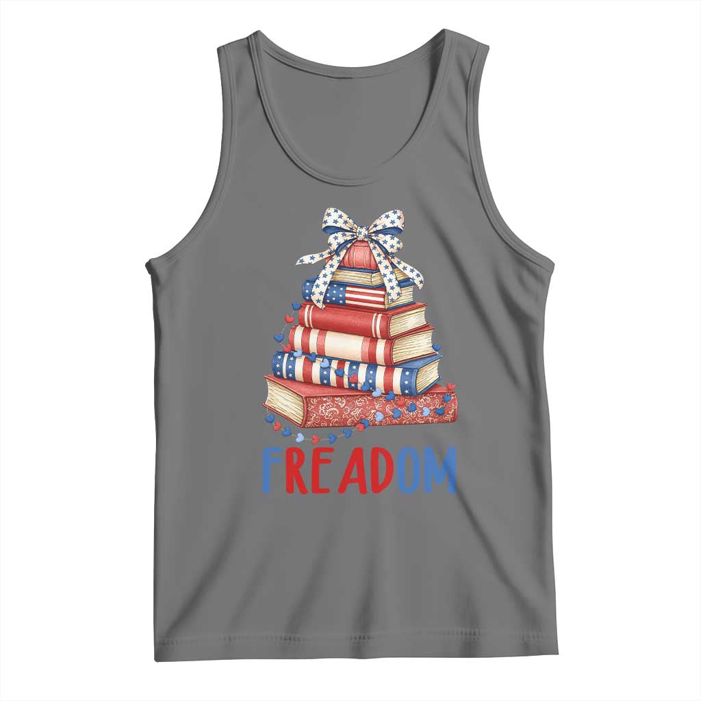 Funny Patriotic Book Lover Gift Tank Top Freadom TS12 Black Heather Print Your Wear