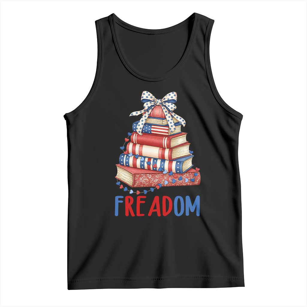 Funny Patriotic Book Lover Gift Tank Top Freadom TS12 Black Print Your Wear
