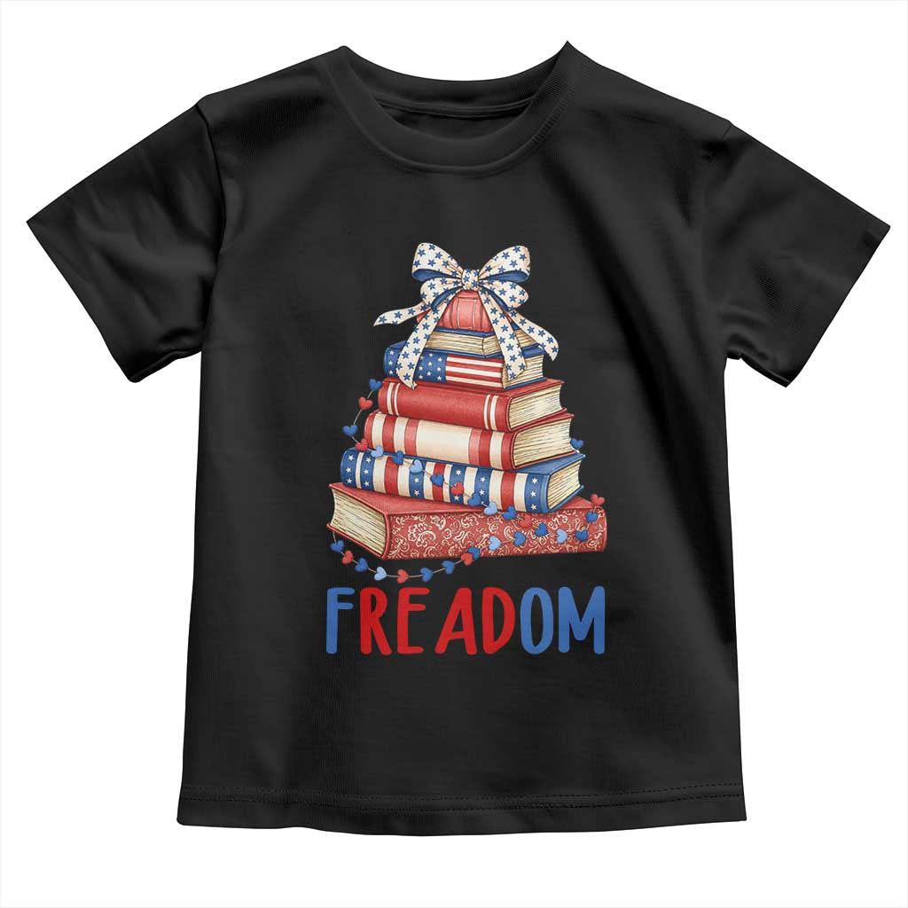 Funny Patriotic Book Lover Gift Toddler T Shirt Freadom TS12 Black Print Your Wear