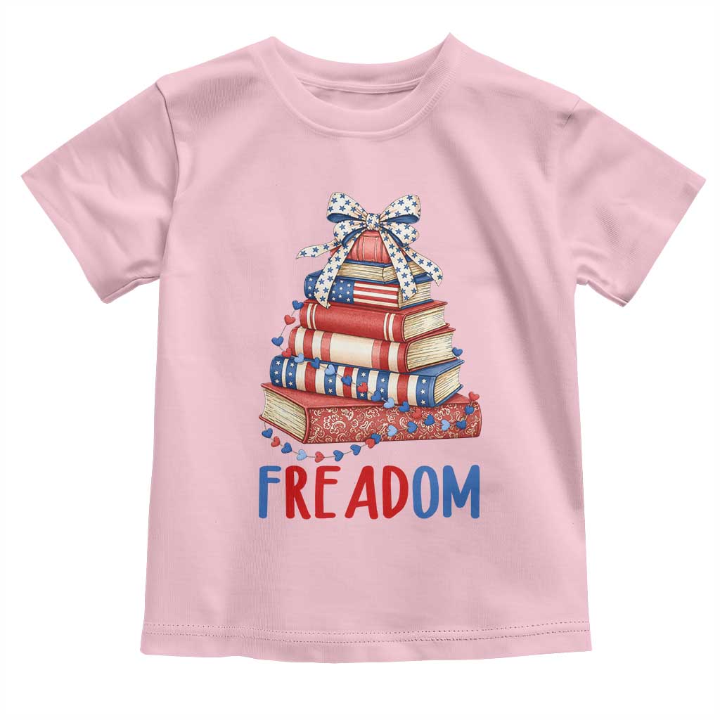 Funny Patriotic Book Lover Gift Toddler T Shirt Freadom TS12 Light Pink Print Your Wear