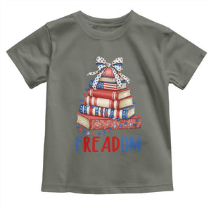 Funny Patriotic Book Lover Gift Toddler T Shirt Freadom TS12 Military Green Print Your Wear