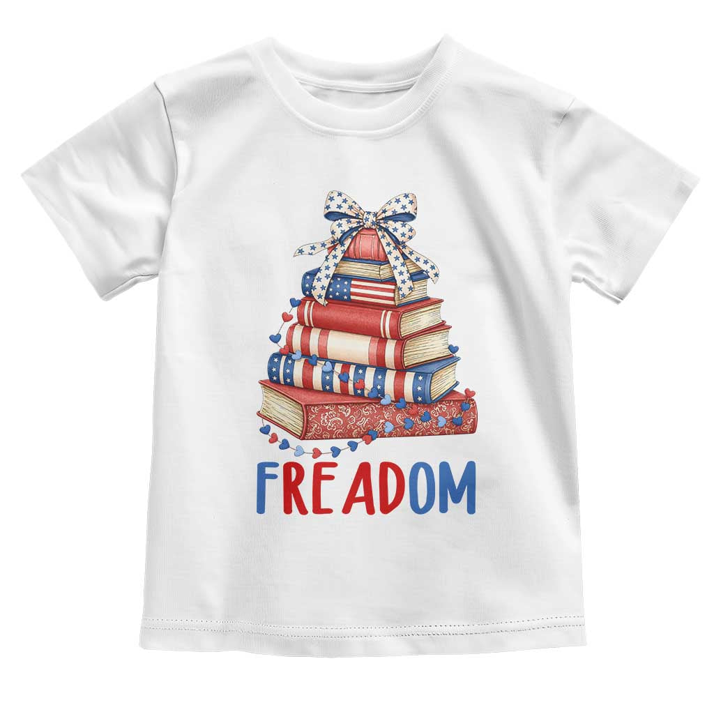 Funny Patriotic Book Lover Gift Toddler T Shirt Freadom TS12 White Print Your Wear