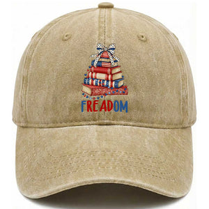 Funny Patriotic Book Lover Gift Washed Cotton Baseball Cap Freadom TS12 Print Your Wear