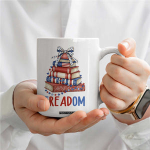 Funny Patriotic Book Lover Gift Coffee Mug Freadom TS12 Print Your Wear