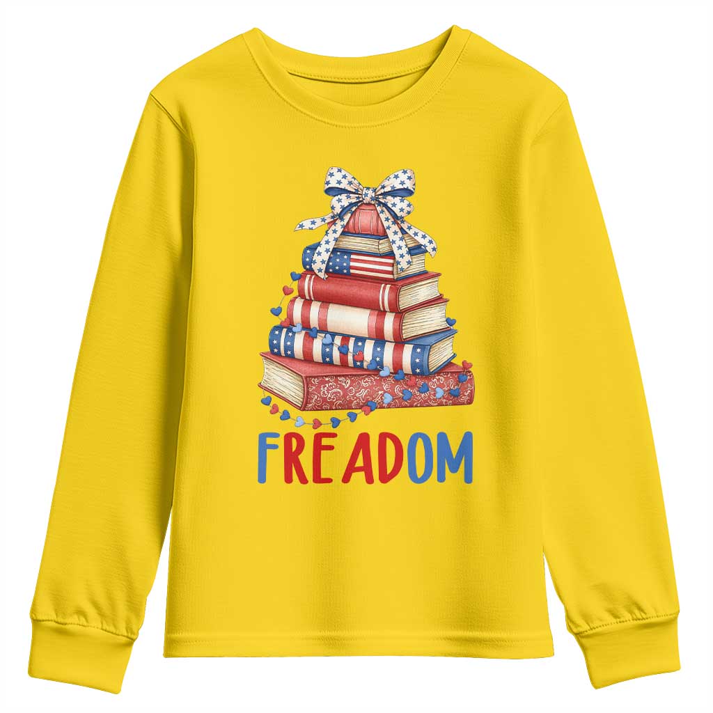 Funny Patriotic Book Lover Gift Youth Sweatshirt Freadom TS12 Daisy Print Your Wear