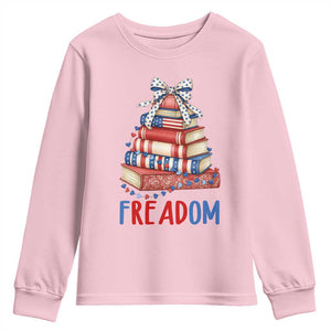 Funny Patriotic Book Lover Gift Youth Sweatshirt Freadom TS12 Light Pink Print Your Wear