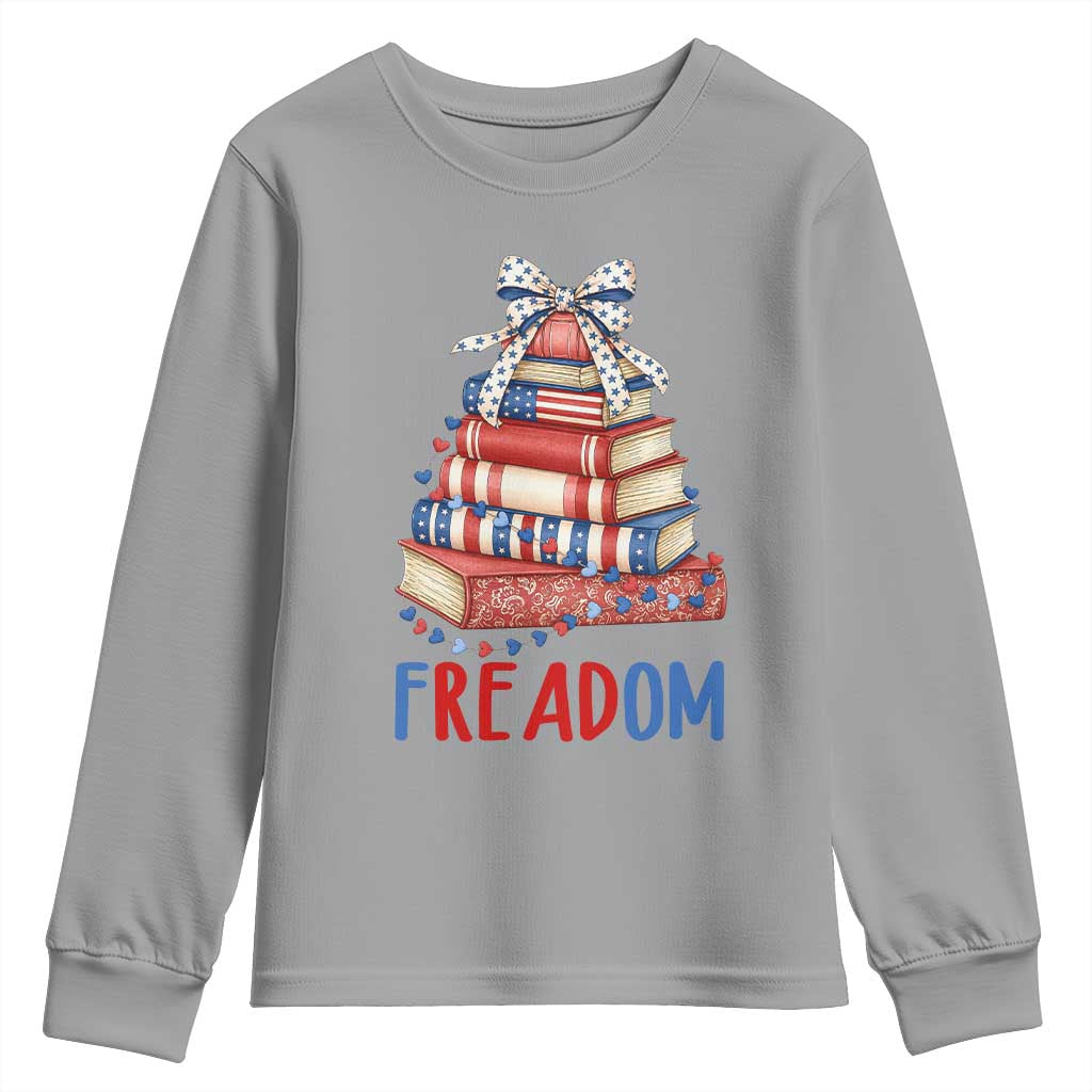 Funny Patriotic Book Lover Gift Youth Sweatshirt Freadom TS12 Sport Gray Print Your Wear