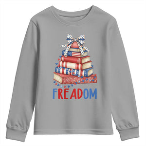 Funny Patriotic Book Lover Gift Youth Sweatshirt Freadom TS12 Sport Gray Print Your Wear