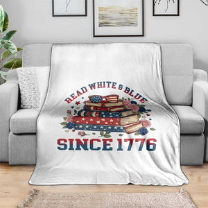 Funny Patriotic Book Lover Gift Throw Blanket Read White Blue Since 1776 TS12 Print Your Wear