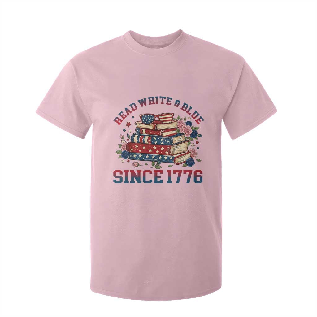 Funny Patriotic Book Lover Gift T Shirt For Kid Read White Blue Since 1776 TS12 Light Pink Print Your Wear