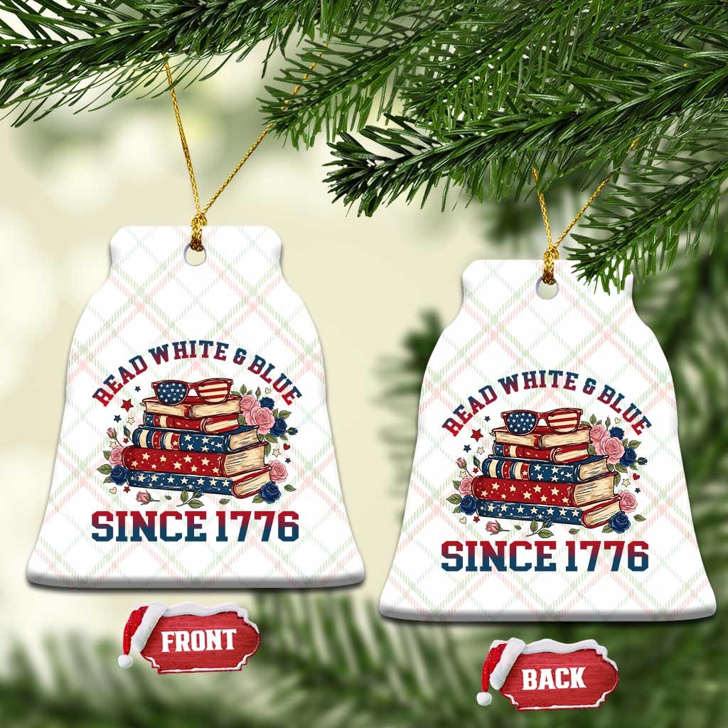 Funny Patriotic Book Lover Gift Ceramic Ornament Read White Blue Since 1776 TS12 Print Your Wear