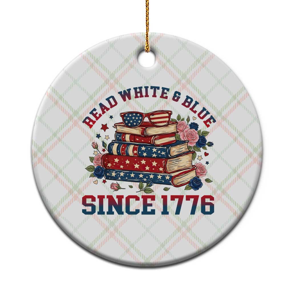 Funny Patriotic Book Lover Gift Ceramic Ornament Read White Blue Since 1776 TS12 1pc Christmas Plaid Print Your Wear