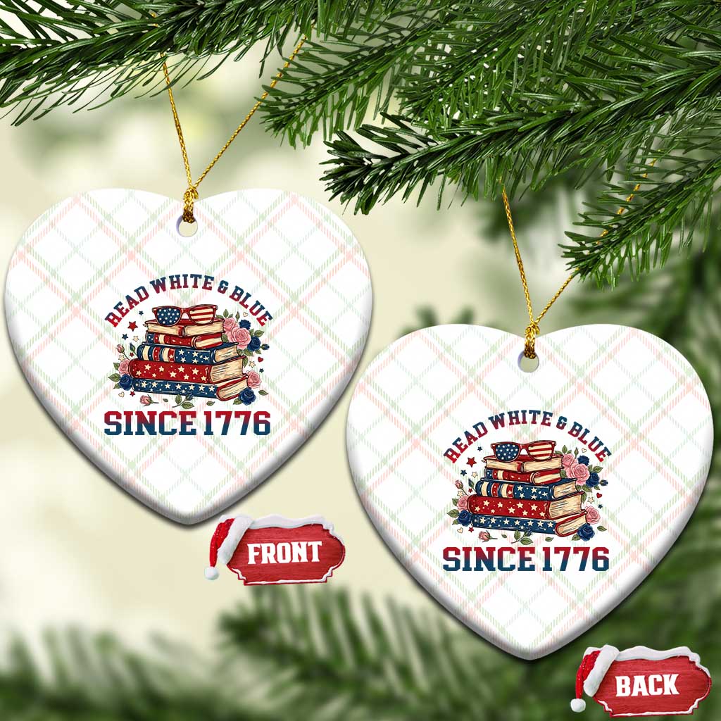 Funny Patriotic Book Lover Gift Ceramic Ornament Read White Blue Since 1776 TS12 Print Your Wear