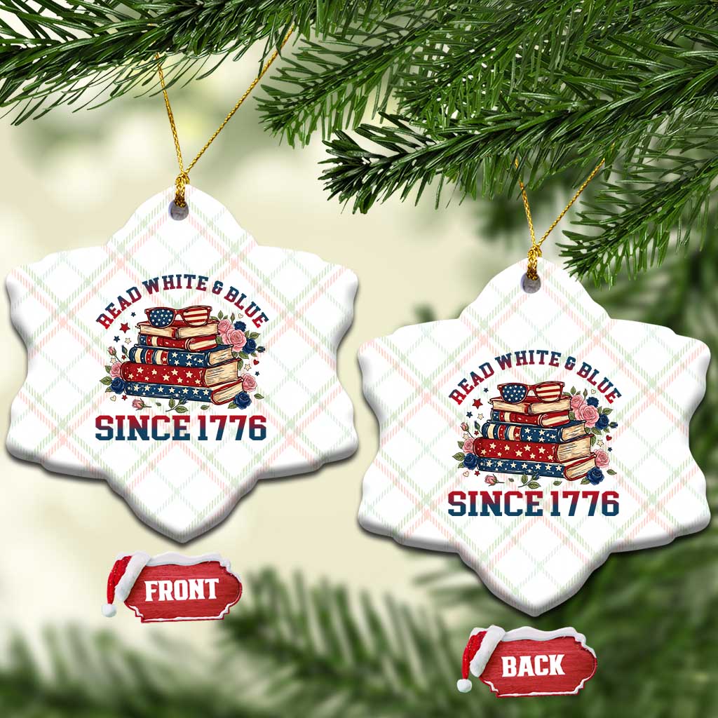 Funny Patriotic Book Lover Gift Ceramic Ornament Read White Blue Since 1776 TS12 Print Your Wear
