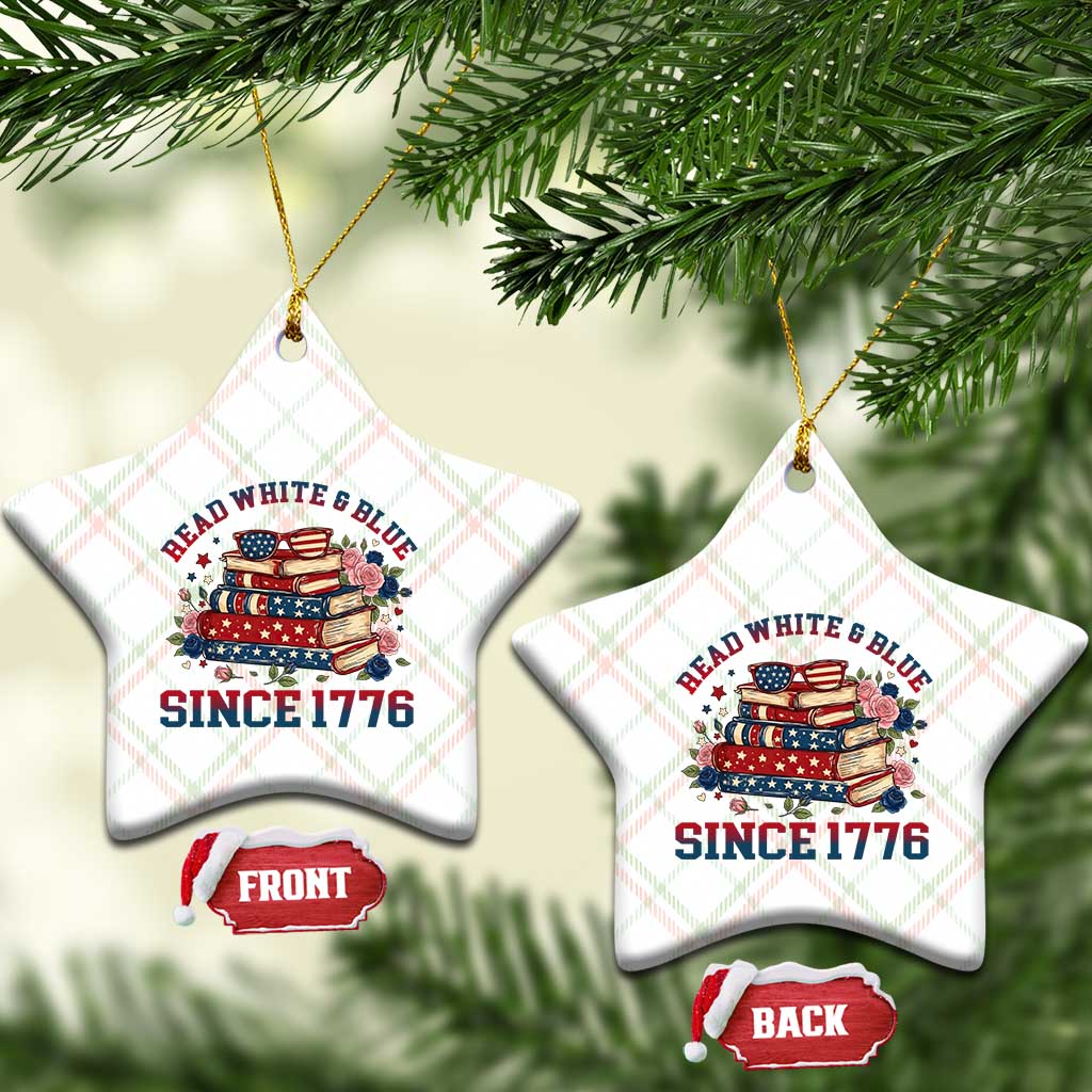 Funny Patriotic Book Lover Gift Ceramic Ornament Read White Blue Since 1776 TS12 Print Your Wear