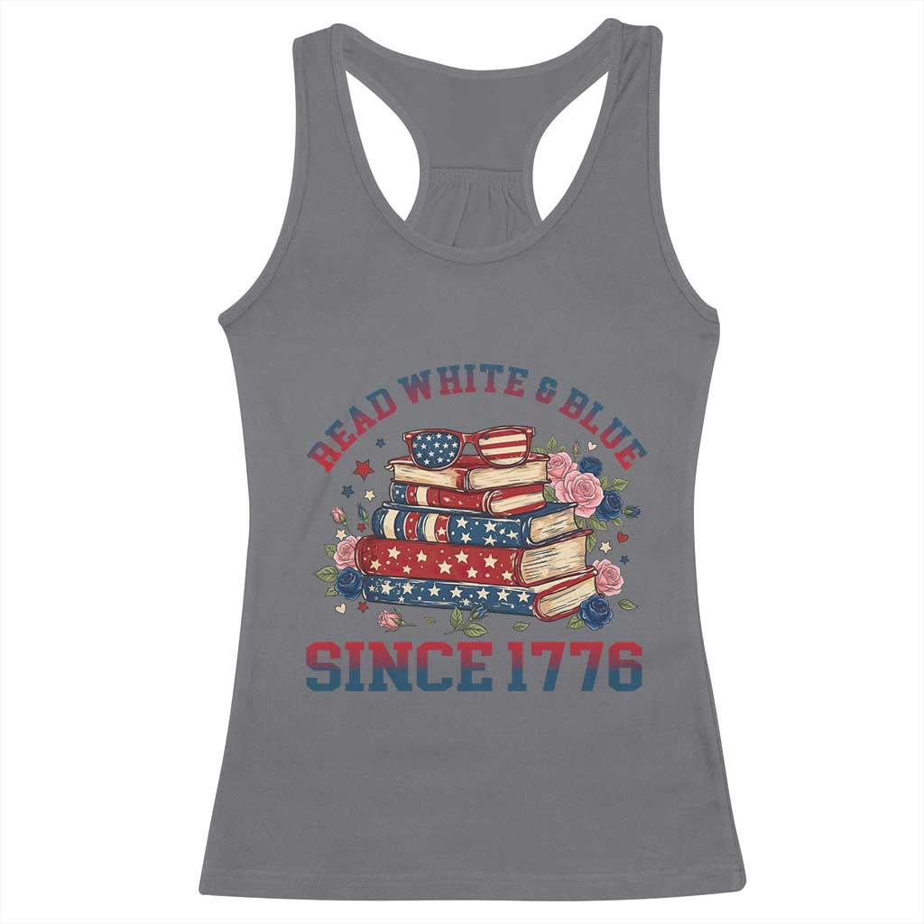 Funny Patriotic Book Lover Gift Racerback Tank Top Read White Blue Since 1776 TS12 Charcoal Print Your Wear