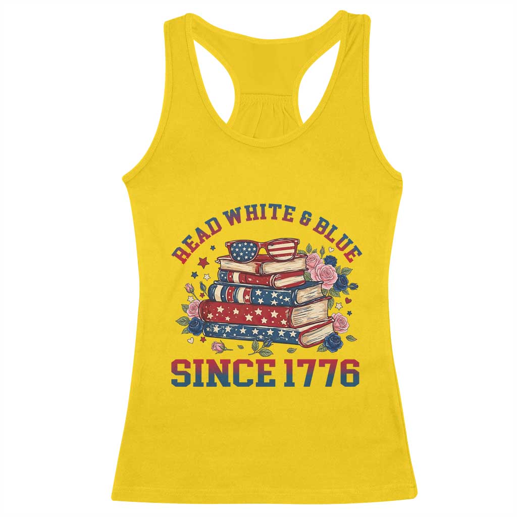 Funny Patriotic Book Lover Gift Racerback Tank Top Read White Blue Since 1776 TS12 Daisy Print Your Wear