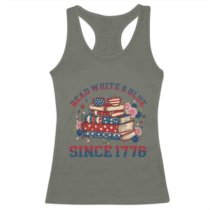 Funny Patriotic Book Lover Gift Racerback Tank Top Read White Blue Since 1776 TS12 Military Green Print Your Wear