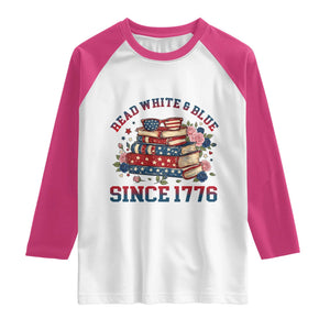 Funny Patriotic Book Lover Gift Raglan Shirt Read White Blue Since 1776 TS12 White Heliconia Print Your Wear