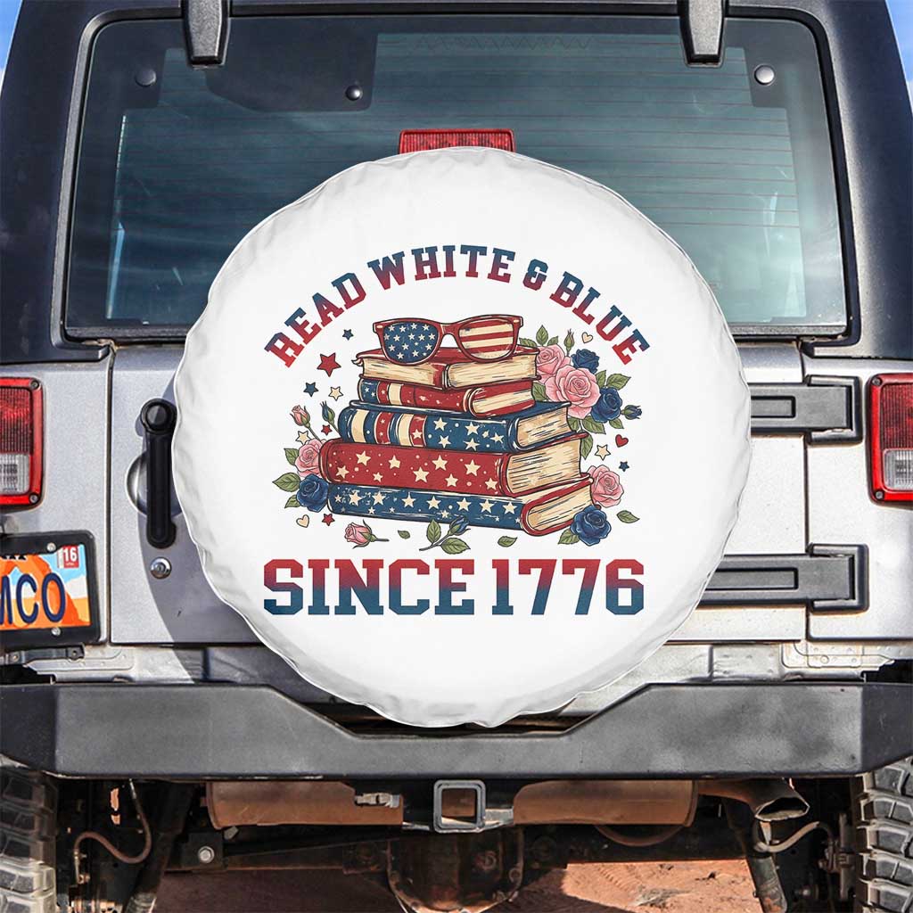 Funny Patriotic Book Lover Gift Spare Tire Cover Read White Blue Since 1776 TS12 No hole White Print Your Wear