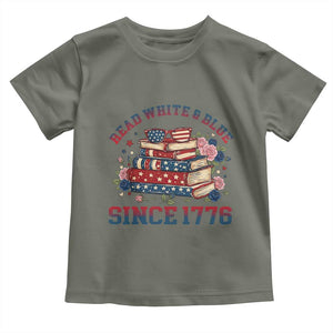 Funny Patriotic Book Lover Gift Toddler T Shirt Read White Blue Since 1776 TS12 Military Green Print Your Wear