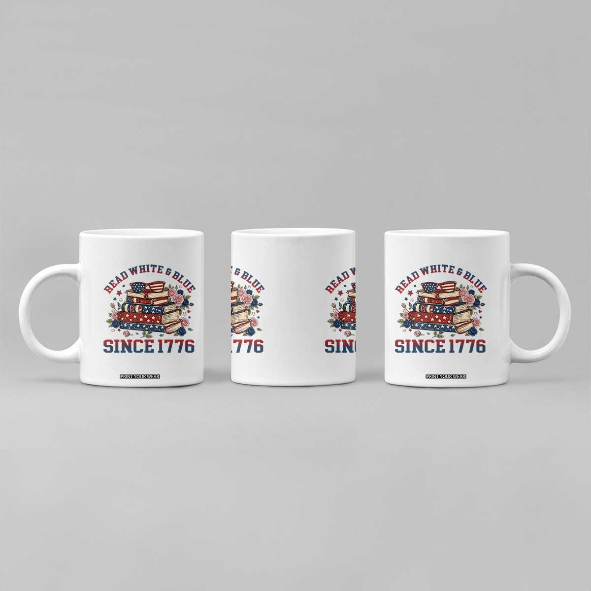 Funny Patriotic Book Lover Gift Coffee Mug Read White Blue Since 1776 TS12 Print Your Wear