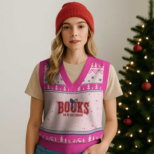 Patriotic Book Lover Gift V-Neck Knit Sweater Vest Books Are My Love Language TS12 Hot Pink Print Your Wear
