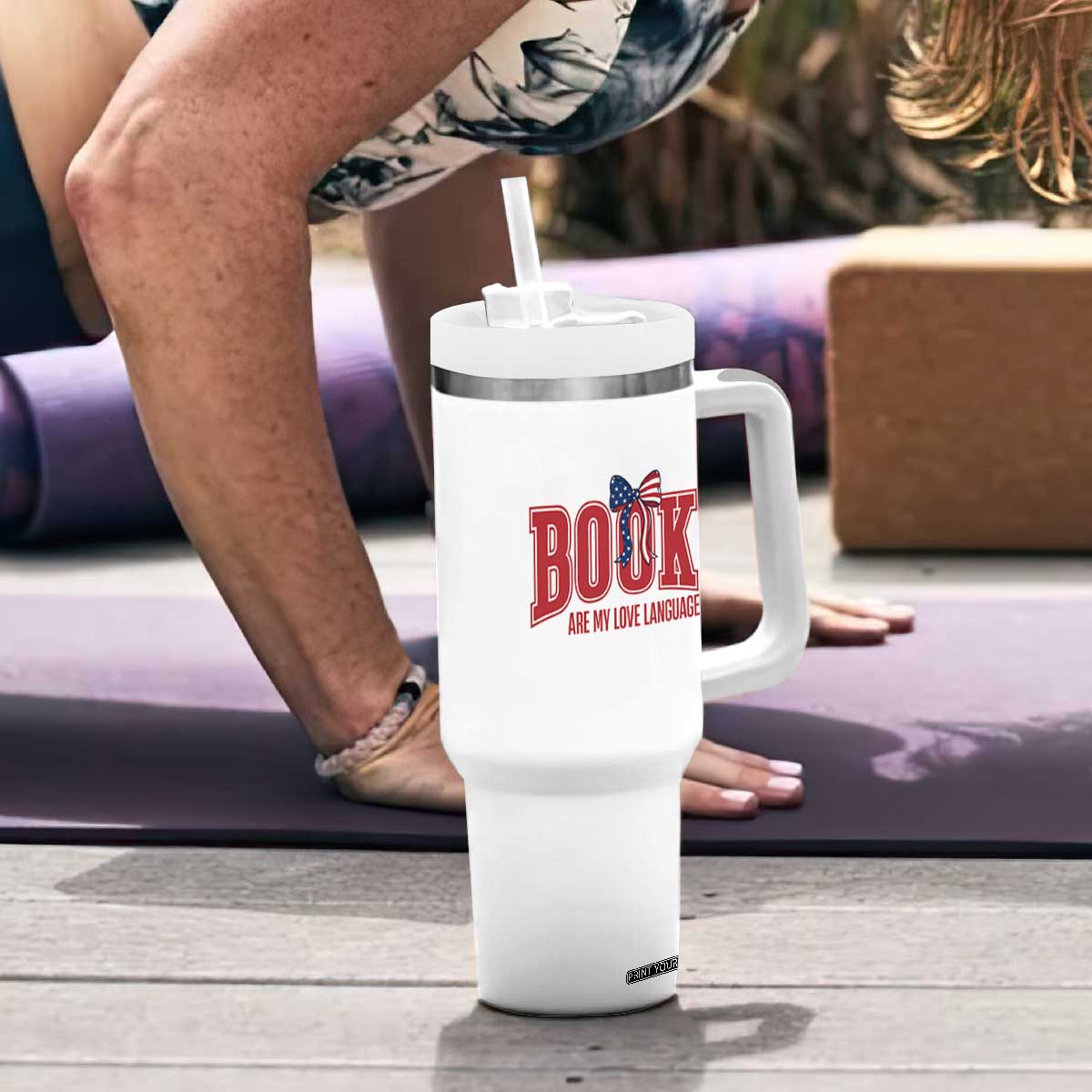 Patriotic Book Lover Gift Tumbler With Handle Books Are My Love Language TS12 Print Your Wear