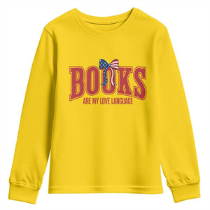 Patriotic Book Lover Gift Youth Sweatshirt Books Are My Love Language TS12 Daisy Print Your Wear