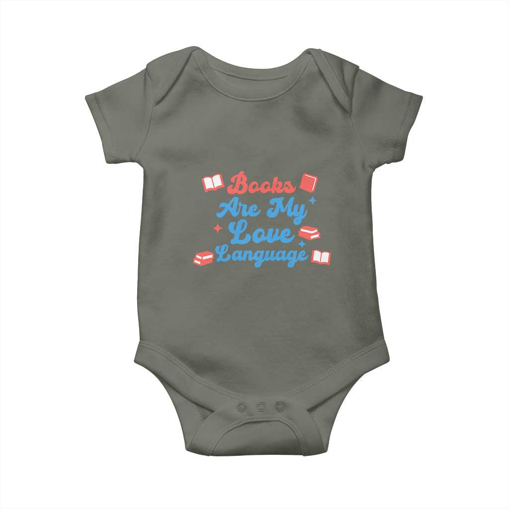 Books Are My Love Language Baby Onesie Bookish Patriot Gift TS12 Military Green Print Your Wear