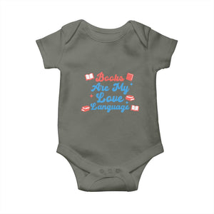 Books Are My Love Language Baby Onesie Bookish Patriot Gift TS12 Military Green Print Your Wear