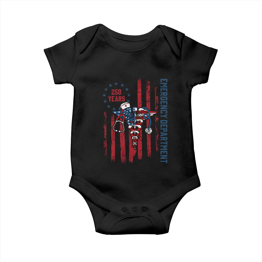 Patriotic ED Nurse Gift Baby Onesie 250 Years Of Emergency Department TS12 Black Print Your Wear